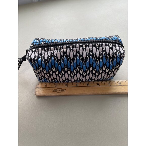Vera Bradley Quilted Zippered Cosmetic Pouch Make Up Bag Geometric Vinyl Lined - Picture 5 of 9